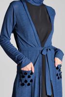 Tesettür giyim LACİVERT BELDEN KUŞAKLI PULLU CEKET 2053