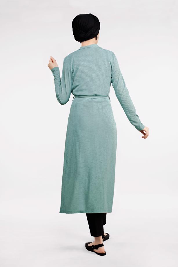 Tesettür giyim  BELDEN KUŞAKLI PULLU CEKET 2053 - TRENDTESETTÜR