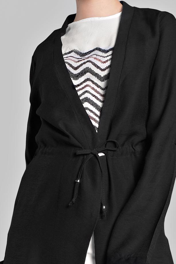 Vêtements hijab  Sequin Shirred Waist Binary Jacket T 2234 - TRENDTESETTÜR