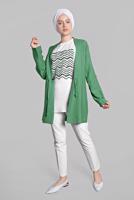 Hijab clothing CREAM Sequin Shirred Waist Binary Jacket T 2234