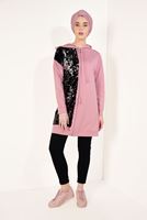 Tesettür giyim PUDRA PUL PAYETLİ ÖNDEN FERMUARLI CEKET T 2428
