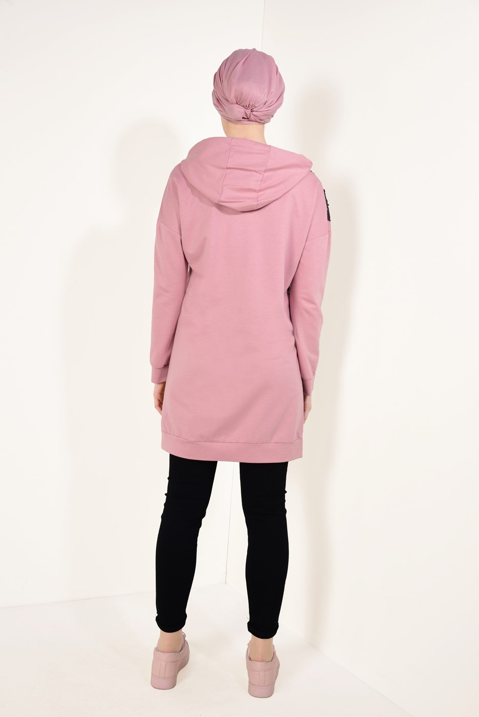 Tesettür giyim PUDRA PUL PAYETLİ ÖNDEN FERMUARLI CEKET T 2428