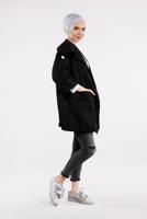 Tesettür giyim SİYAH ŞAL YAKA TRENÇKOT 2522