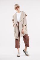 Tesettür giyim BEJ ŞAL YAKA TRENÇKOT 2522