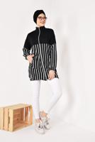 Hijab clothing BLACK Zipper Striped Tracksuit Jacket T 2810 