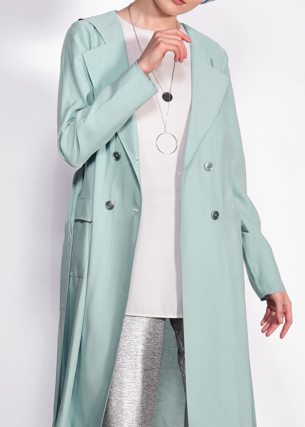 Tesettür giyim MAVİ BELİ KUŞAKLI CEPLİ GİY ÇIK 4178