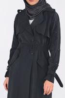 Tesettür giyim SİYAH KOLLARI İNCİ DETAYLI KEMERLİ GİY ÇIK 4206 
