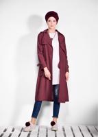 Tesettür giyim BORDO KOLLARI İNCİ DETAYLI KEMERLİ GİY ÇIK 4206 