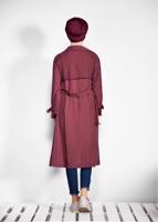 Tesettür giyim BORDO KOLLARI İNCİ DETAYLI KEMERLİ GİY ÇIK 4206 