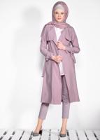 Tesettür giyim PUDRA KOLLARI İNCİ DETAYLI KEMERLİ GİY ÇIK 4206 