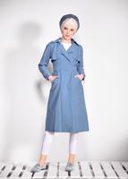 Tesettür giyim YEŞİL KOLLARI İNCİ DETAYLI KEMERLİ GİY ÇIK 4206 