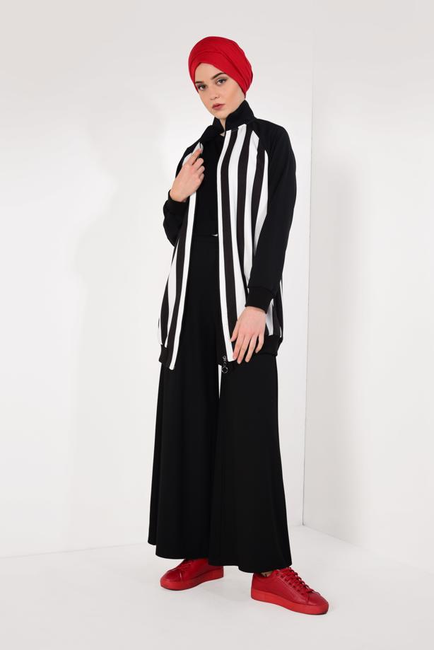 Vêtements hijab  Striped Cotton Jacket T 4238  - TRENDTESETTÜR