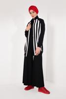 Hijab clothing BLACK Striped Cotton Jacket T 4238 