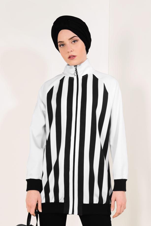Vêtements hijab  Striped Cotton Jacket T 4238  - TRENDTESETTÜR