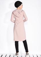 Tesettür giyim PUDRA KAPÜŞONLÜ BELİ BÜZGÜLÜ GİY ÇIK 4246 