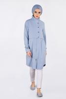 Tesettür giyim GRİ BİLEKLERİ KEMERLİ ÇITÇIT DETAYLI GİY ÇIK 4251 