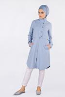 Tesettür giyim GRİ BİLEKLERİ KEMERLİ ÇITÇIT DETAYLI GİY ÇIK 4251 