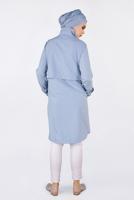 Tesettür giyim GRİ BİLEKLERİ KEMERLİ ÇITÇIT DETAYLI GİY ÇIK 4251 