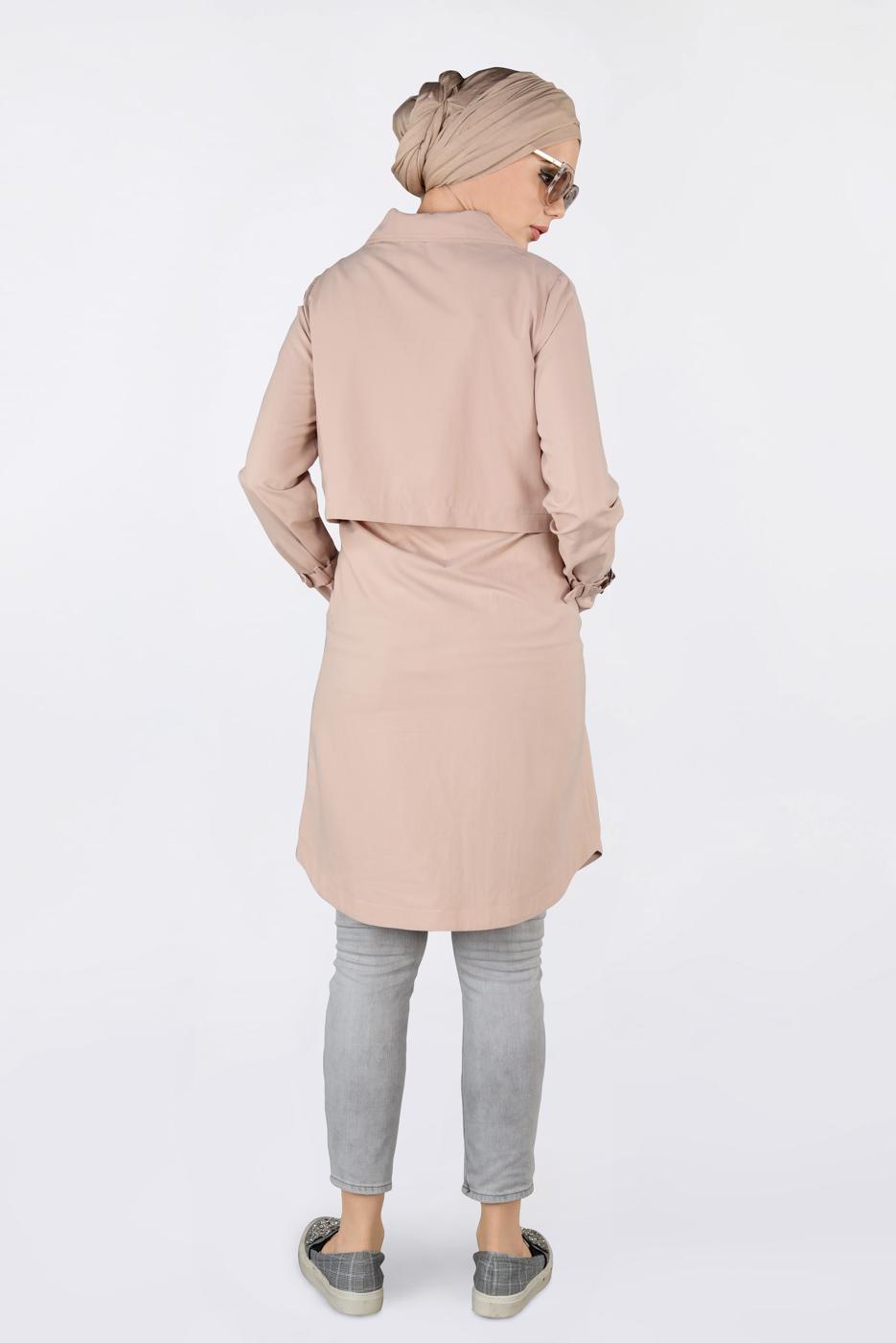 Tesettür giyim PUDRA BİLEKLERİ KEMERLİ ÇITÇIT DETAYLI GİY ÇIK 4251 