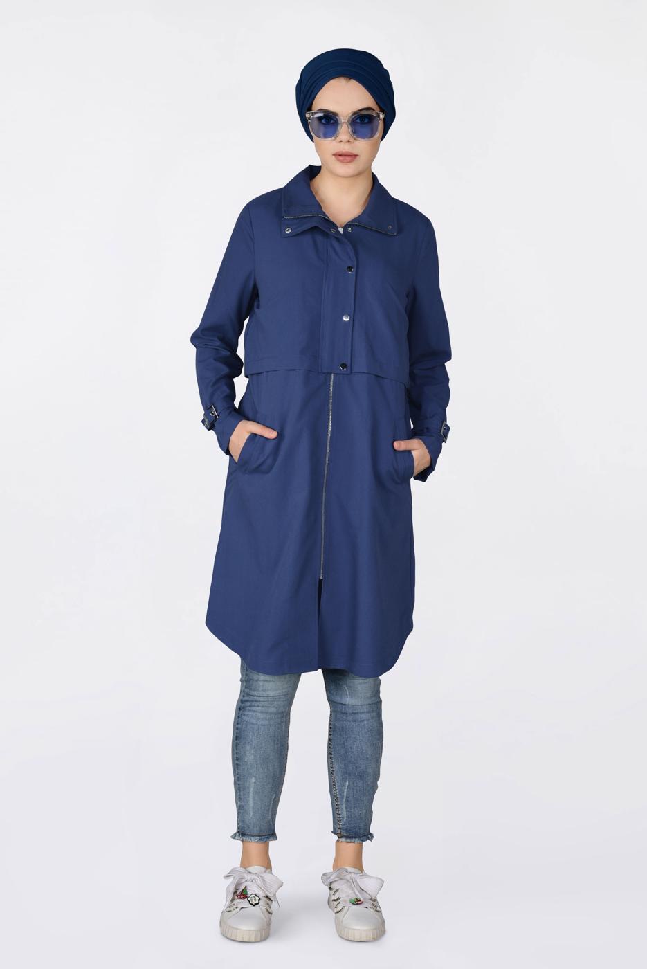 Tesettür giyim LACİVERT BİLEKLERİ KEMERLİ ÇITÇIT DETAYLI GİY ÇIK 4251 