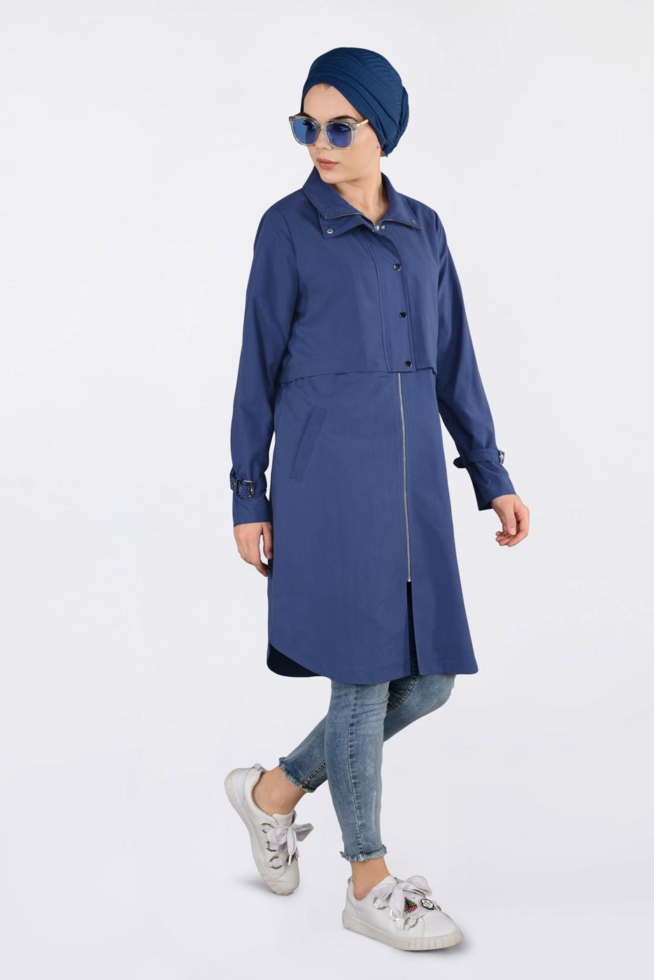 Tesettür giyim LACİVERT BİLEKLERİ KEMERLİ ÇITÇIT DETAYLI GİY ÇIK 4251 