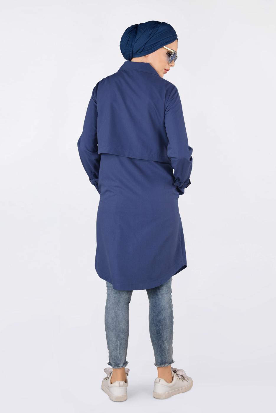 Tesettür giyim LACİVERT BİLEKLERİ KEMERLİ ÇITÇIT DETAYLI GİY ÇIK 4251 