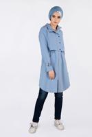 Tesettür giyim MAVİ BİLEKLERİ KEMERLİ ÇITÇIT DETAYLI GİY ÇIK 4251 