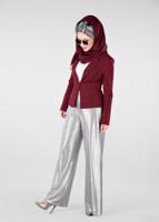 Tesettür giyim BORDO BONCUK DETAYLI BLAZER CEKET 4978