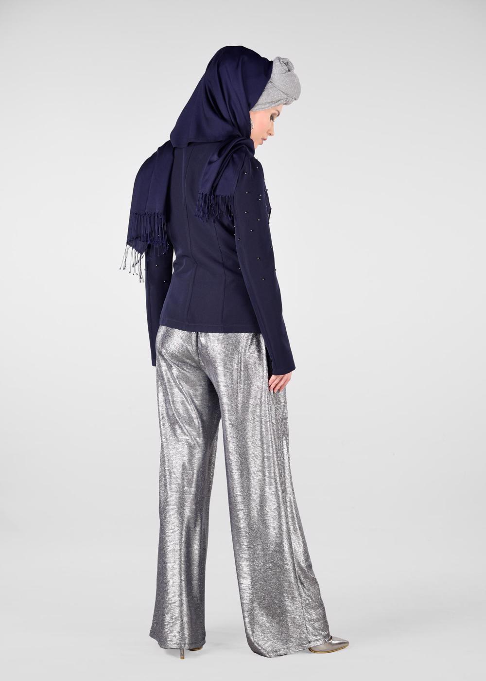 Tesettür giyim LACİVERT BONCUK DETAYLI BLAZER CEKET 4978