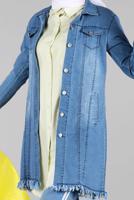 Tesettür giyim LACİVERT ETEK UCU PÜSKÜLLÜ DENİM CEKET 5005 