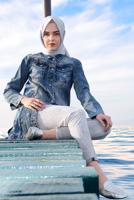 Vêtements hijab BLEU Veste T 6872