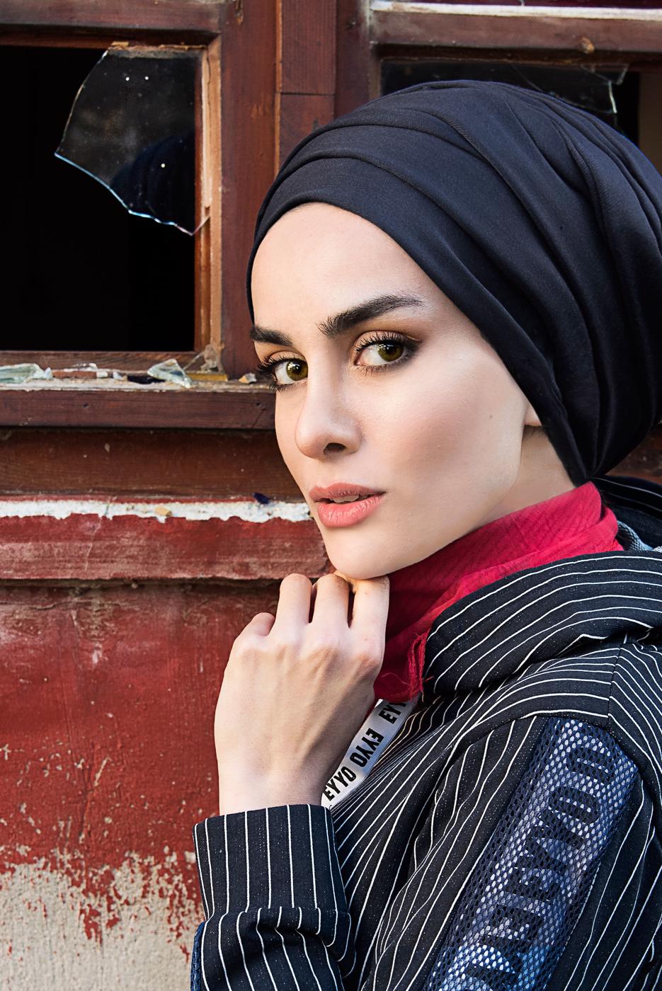 Hijab clothing NAVY BLUE Sport Zipper Jacket T 7110 