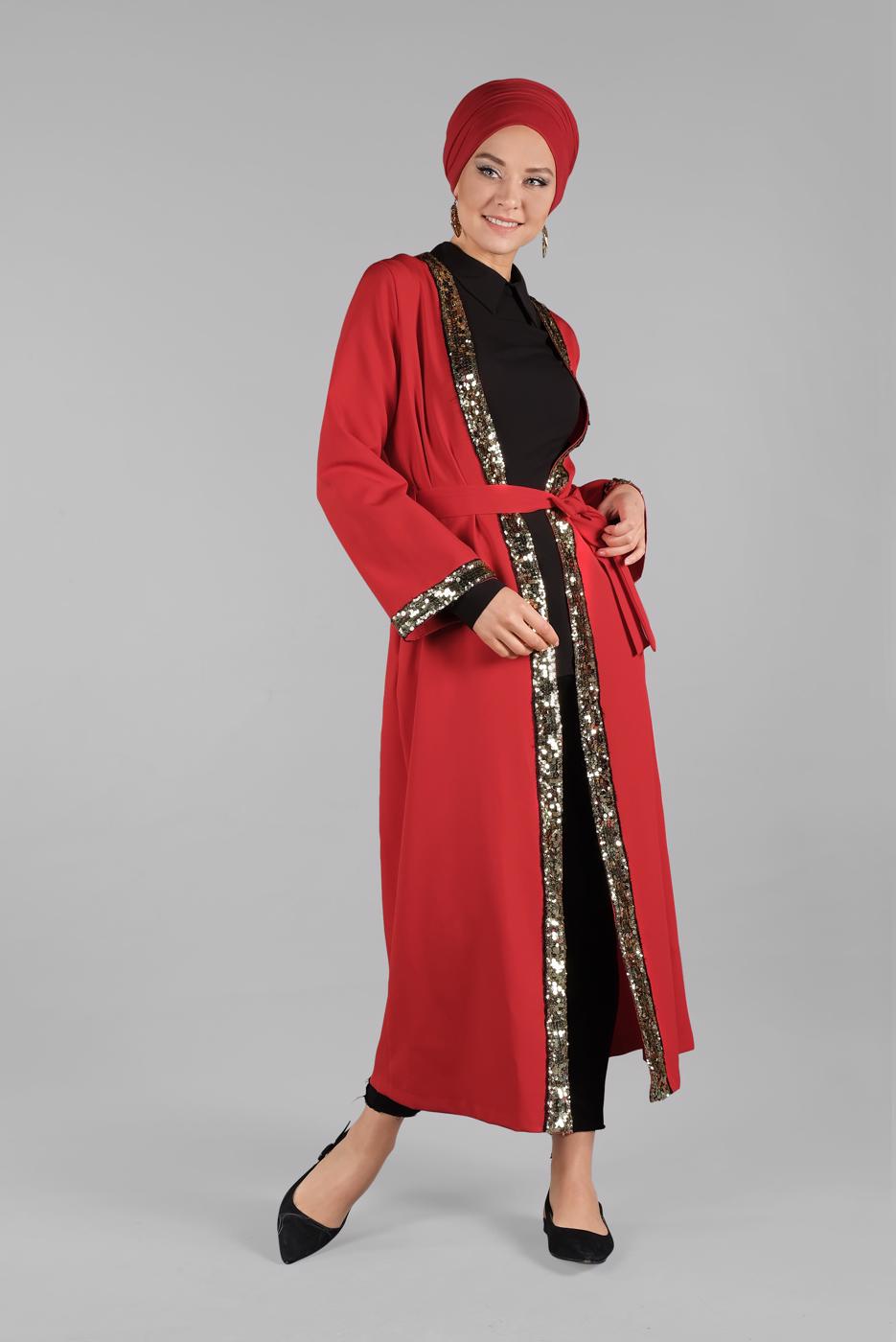 Vêtements hijab ROUGE Veste T 7137 