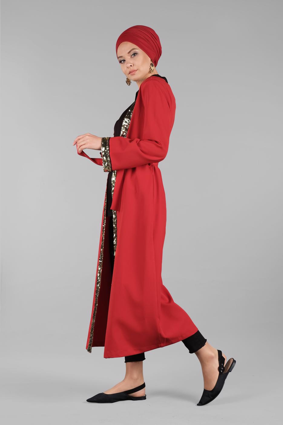 Vêtements hijab ROUGE Veste T 7137 