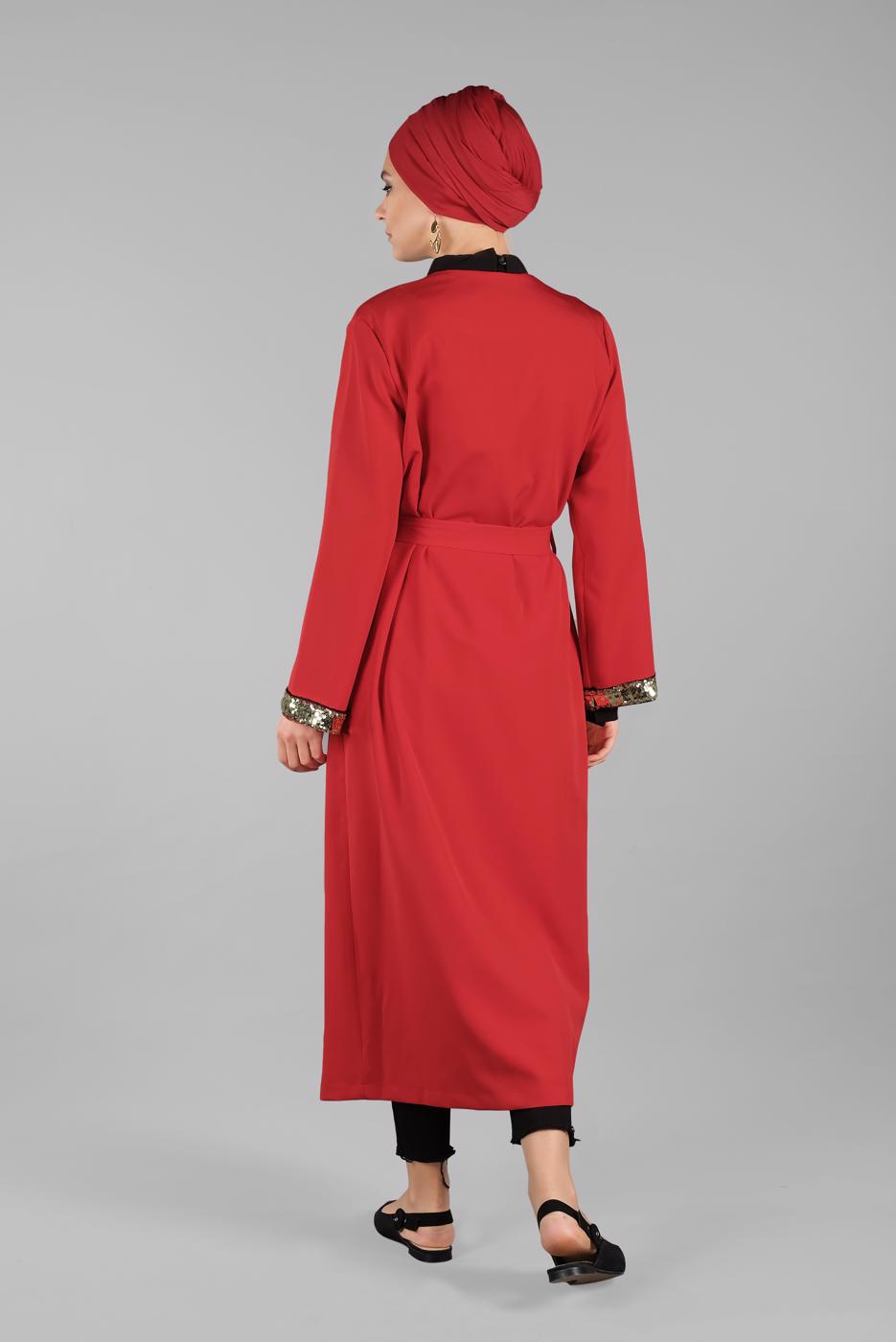 Vêtements hijab ROUGE Veste T 7137 