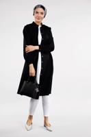 Tesettür giyim SİYAH KALIN KEMERLİ HAKİM YAKA CEKET 7321