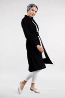 Tesettür giyim SİYAH KALIN KEMERLİ HAKİM YAKA CEKET 7321