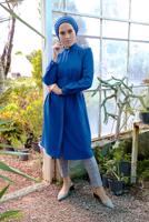 Tesettür giyim LACİVERT KALIN KEMERLİ HAKİM YAKA CEKET 7321