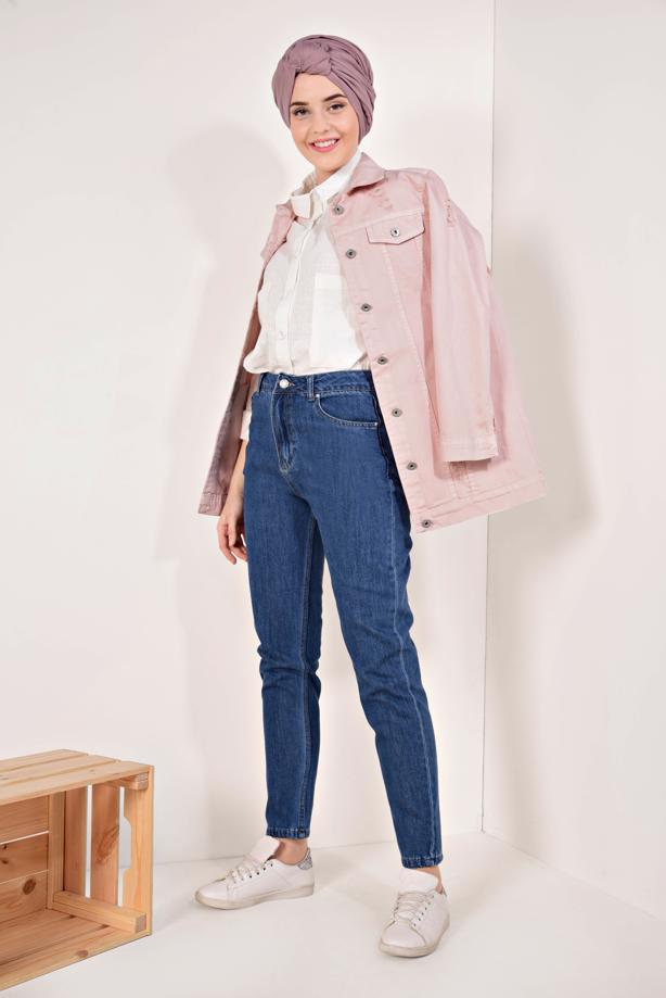 Hijab-Kleidung  ESKİTME YIRTIK KOT CEKET T 7505 - TRENDTESETTÜR