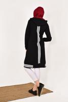 Tesettür giyim SİYAH ŞERİT DETAYLI KAPÜŞONLU EŞOFMAN CEKET 7738 