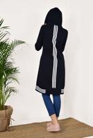 Tesettür giyim LACİVERT ŞERİT DETAYLI KAPÜŞONLU EŞOFMAN CEKET 7738 