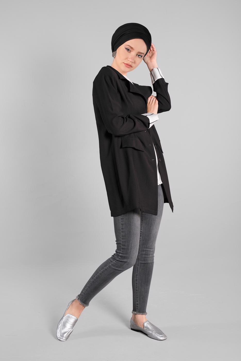 Vêtements hijab NOIR Veste T 8134 