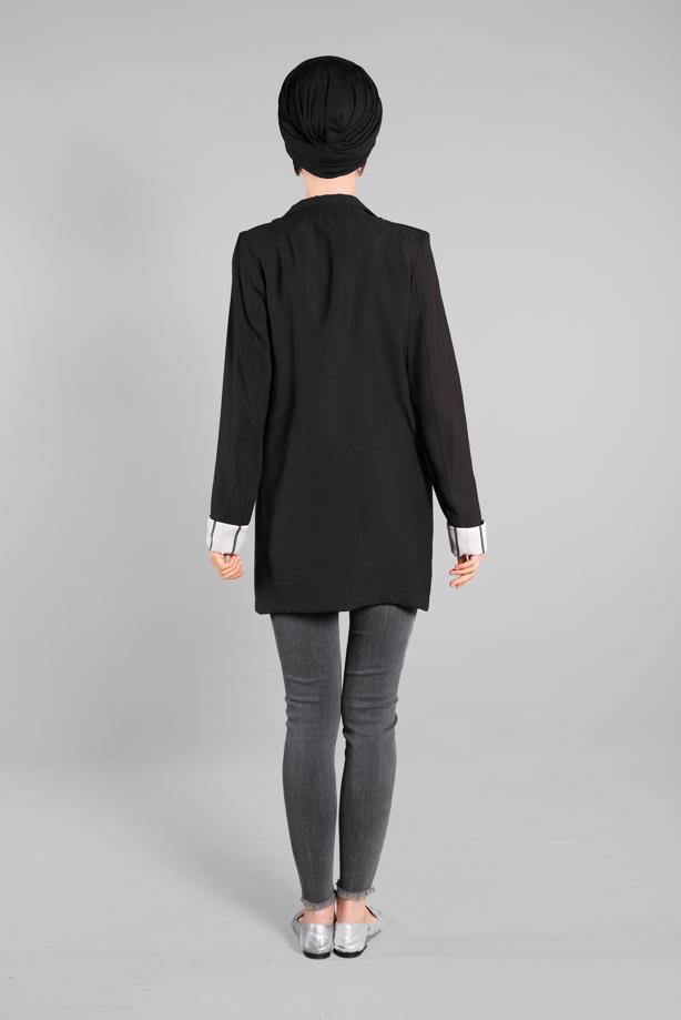 Vêtements hijab  Front Button Cotton Binary Jacket T 8134  - TRENDTESETTÜR