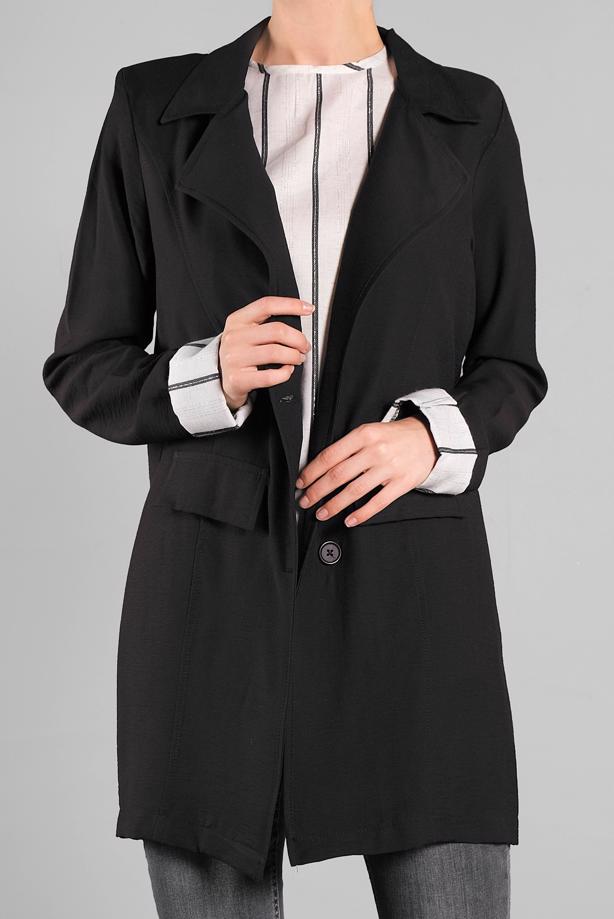 Vêtements hijab  Front Button Cotton Binary Jacket T 8134  - TRENDTESETTÜR