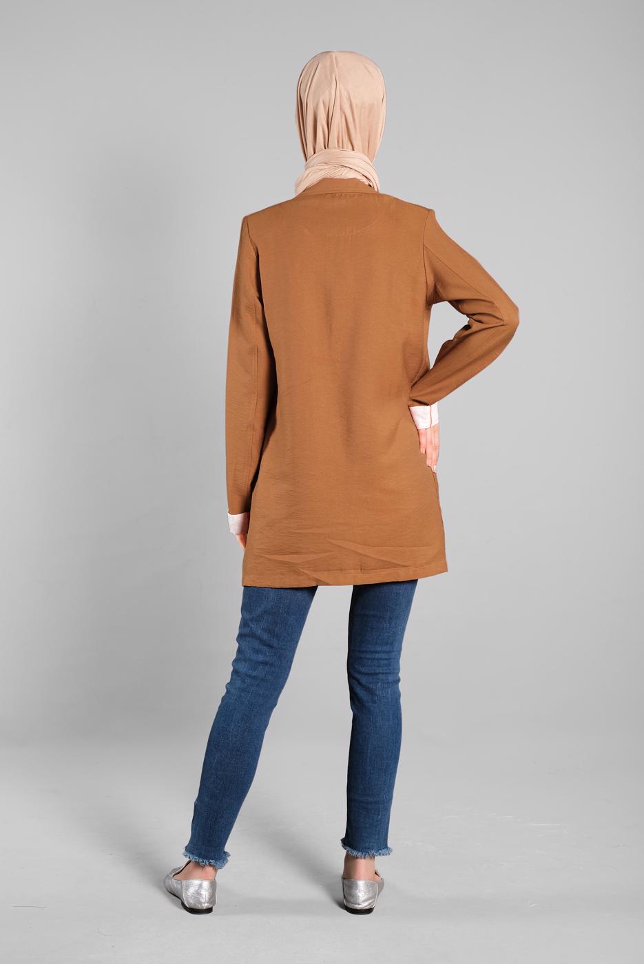 Hijab clothing TABA Front Button Cotton Binary Jacket T 8134 