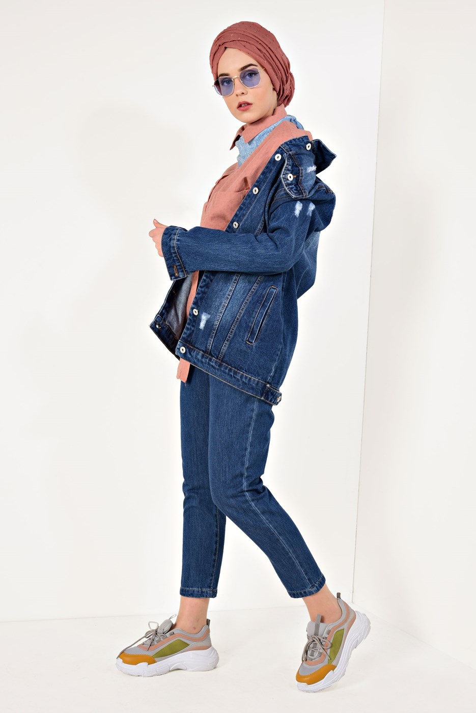 Tesettür giyim LACİVERT KOT CEKET T 9005