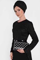 Tesettür giyim SİYAH ALVİNA ABİYE ÇANTA 457 