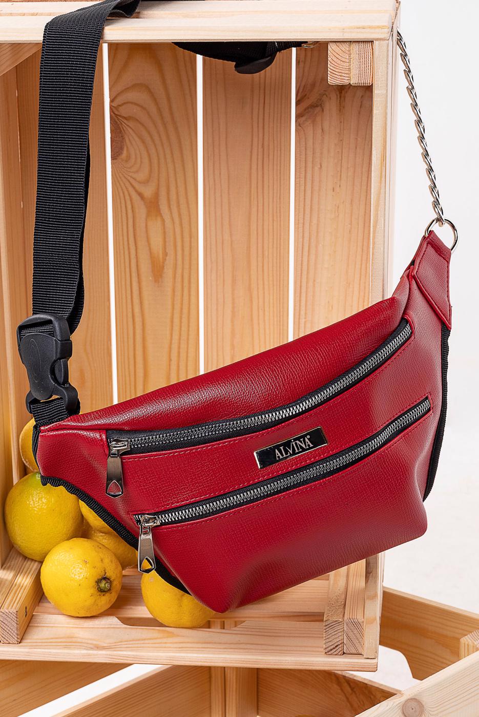 Tesettür giyim BORDO ALVİNA BEL ÇANTA 9005 