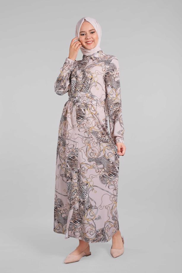 Vêtements hijab  Patterned Button Dress T 140492  - TRENDTESETTÜR
