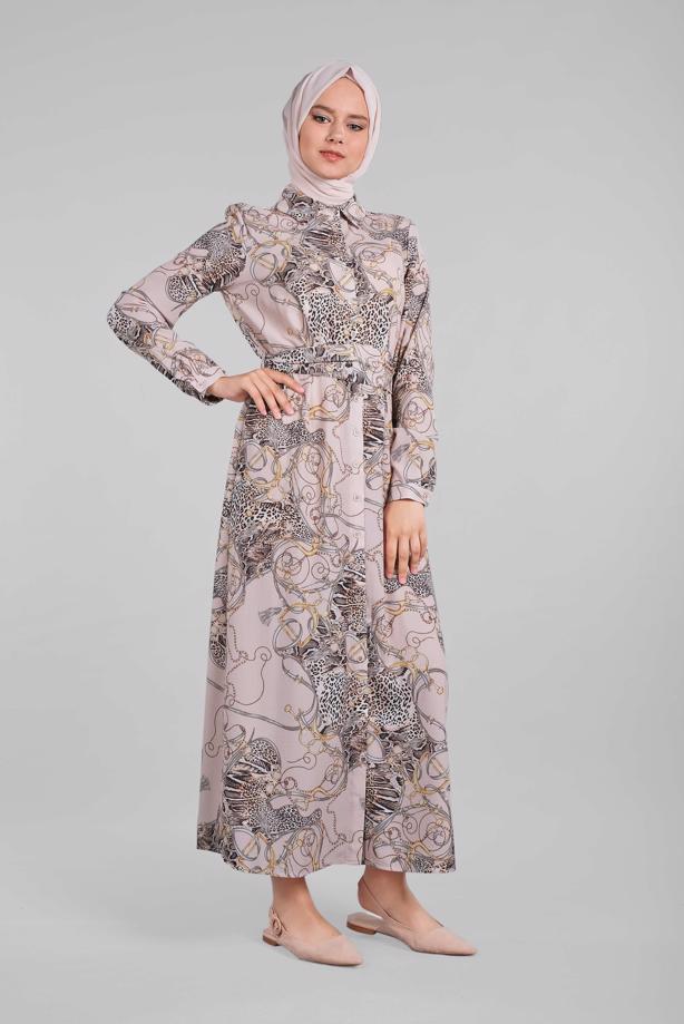 Vêtements hijab  Patterned Button Dress T 140492  - TRENDTESETTÜR